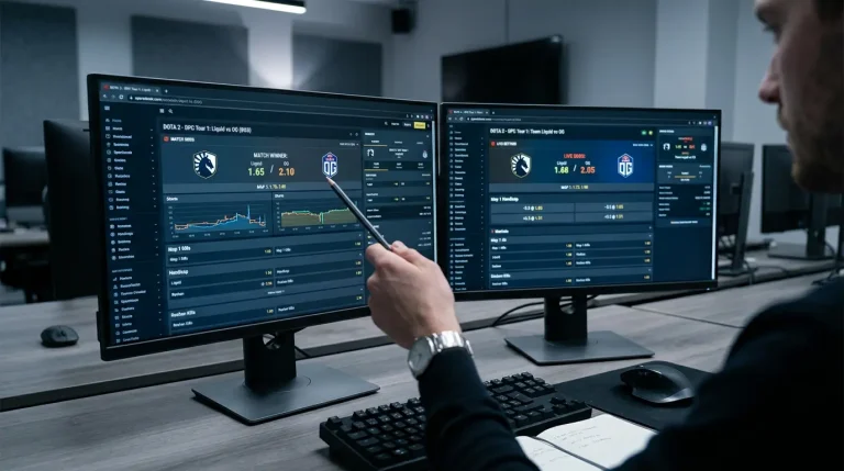 Cálculo del overround o margen de la casa aplicado a cuotas decimales en un partido profesional de Dota 2
